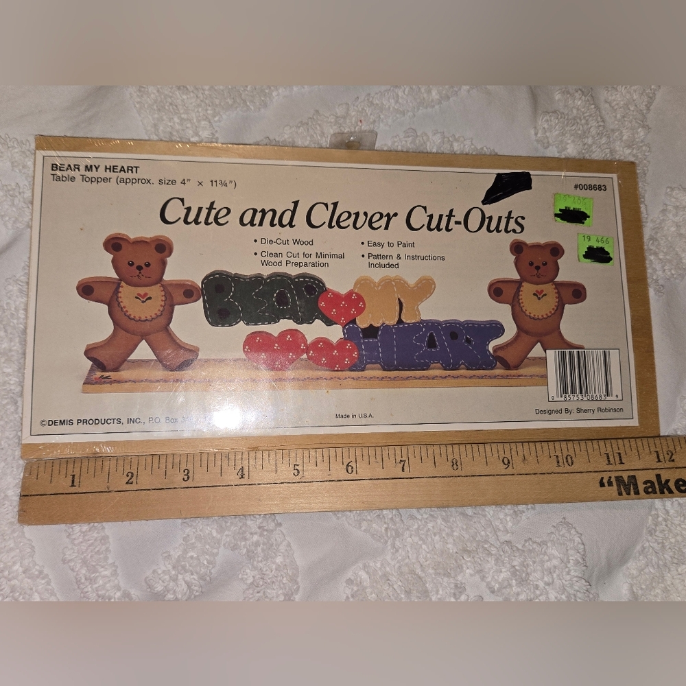 Vintage Bear My Heart Cute and Clever Cut-Outs Craft Kit NOS NIP - Picture 7 of 9